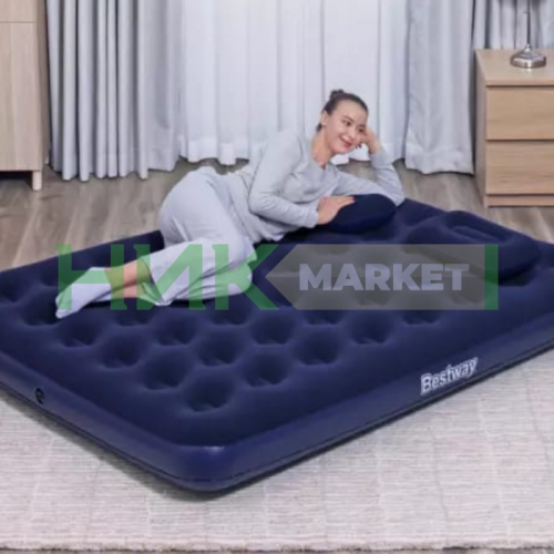 Матрас надувной Bestway 152x203 см + подушки и насос, фото 3